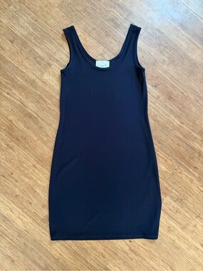 Compli K Navy Blue Tank Sheath Dress Sleeveless Stretch Made in Canada Sz S